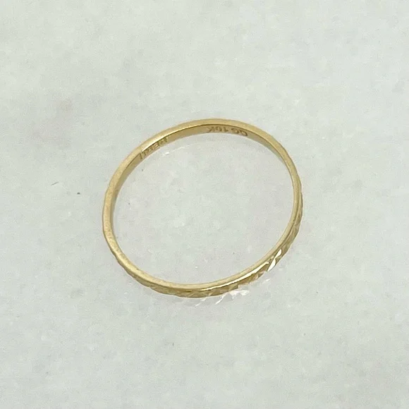10K Yellow Gold Textured Pinky Midi Ring Band sz.3 Small - New